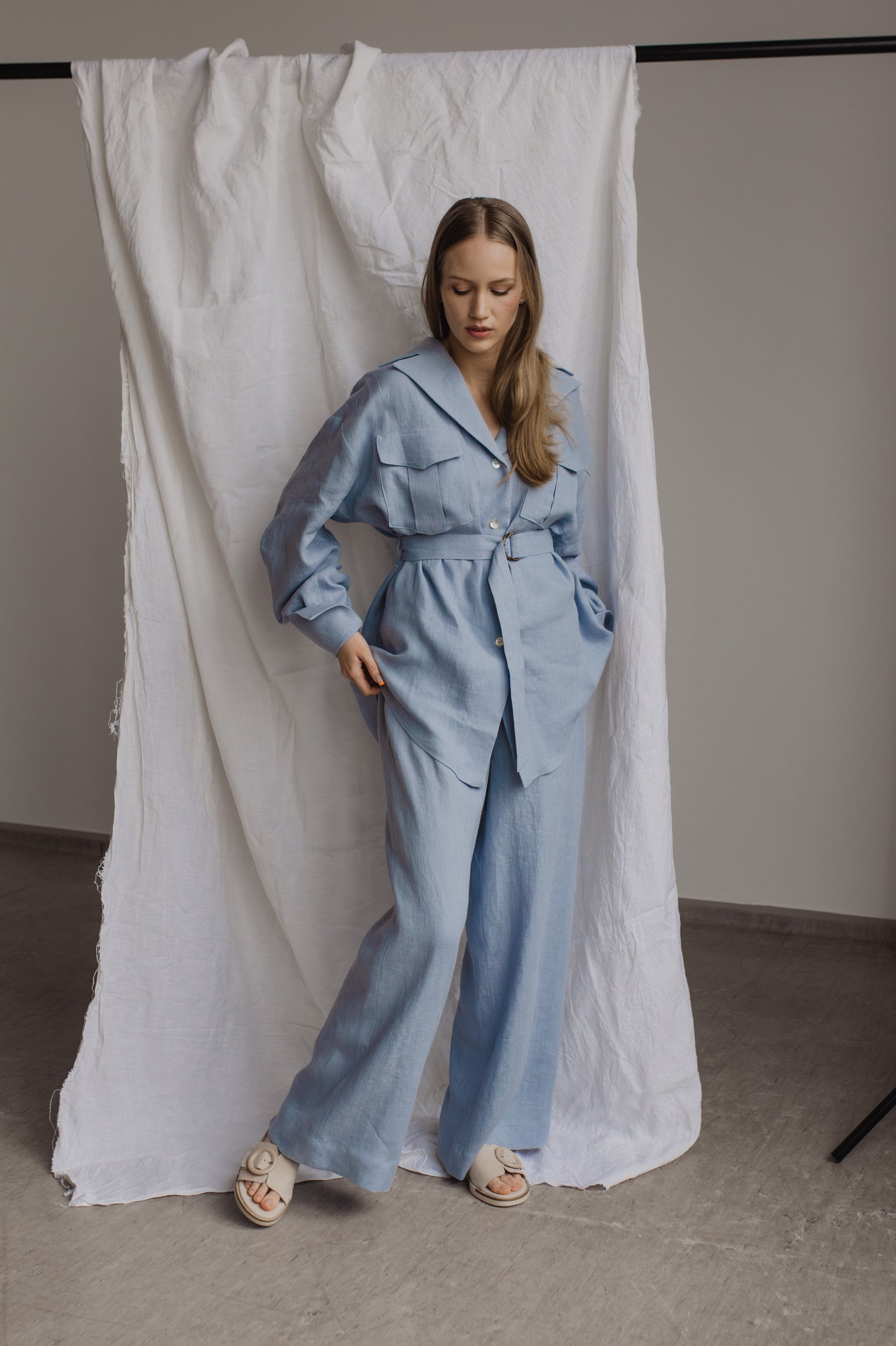 GABRIELLE LINEN SET - LIGHT BLUE