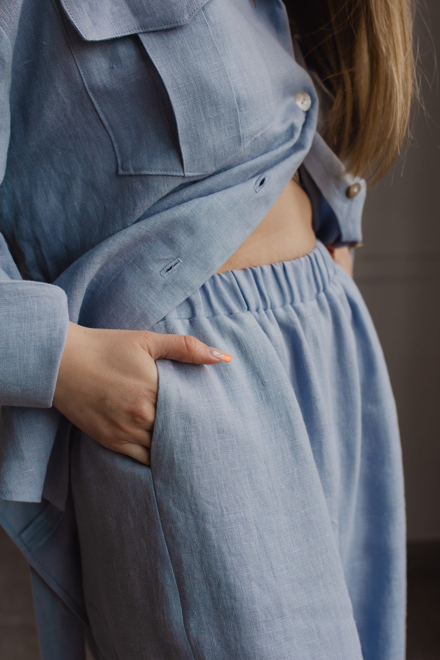 GABRIELLE LINEN SET - LIGHT BLUE