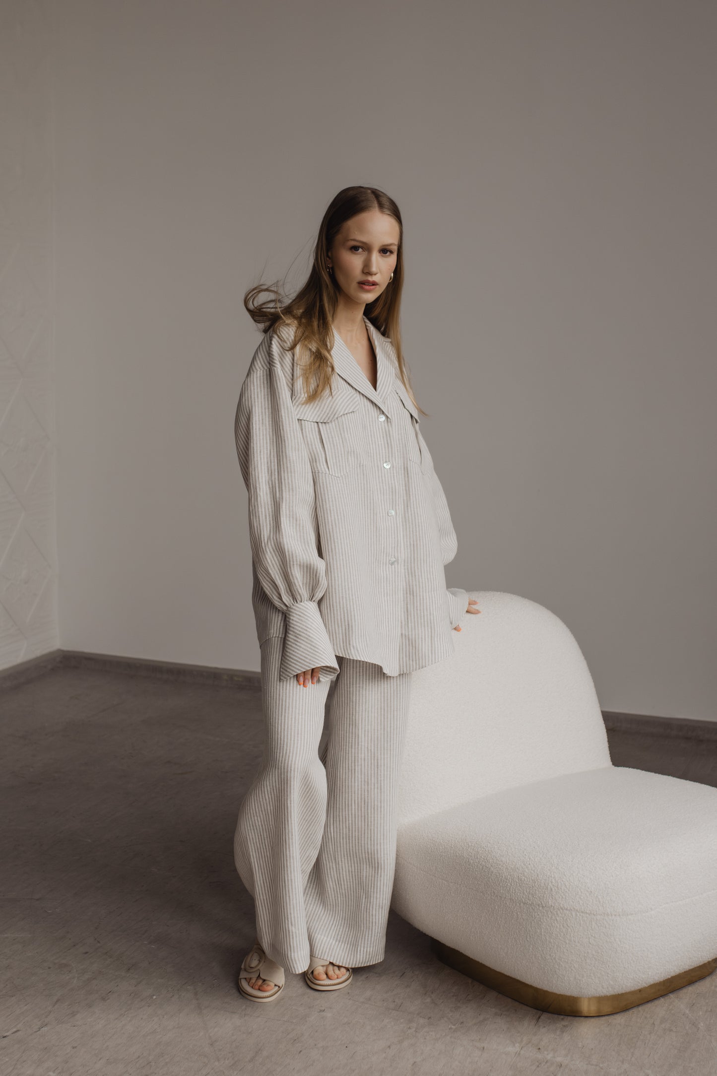 GABRIELLE PRINT LINEN SET - STRIPE