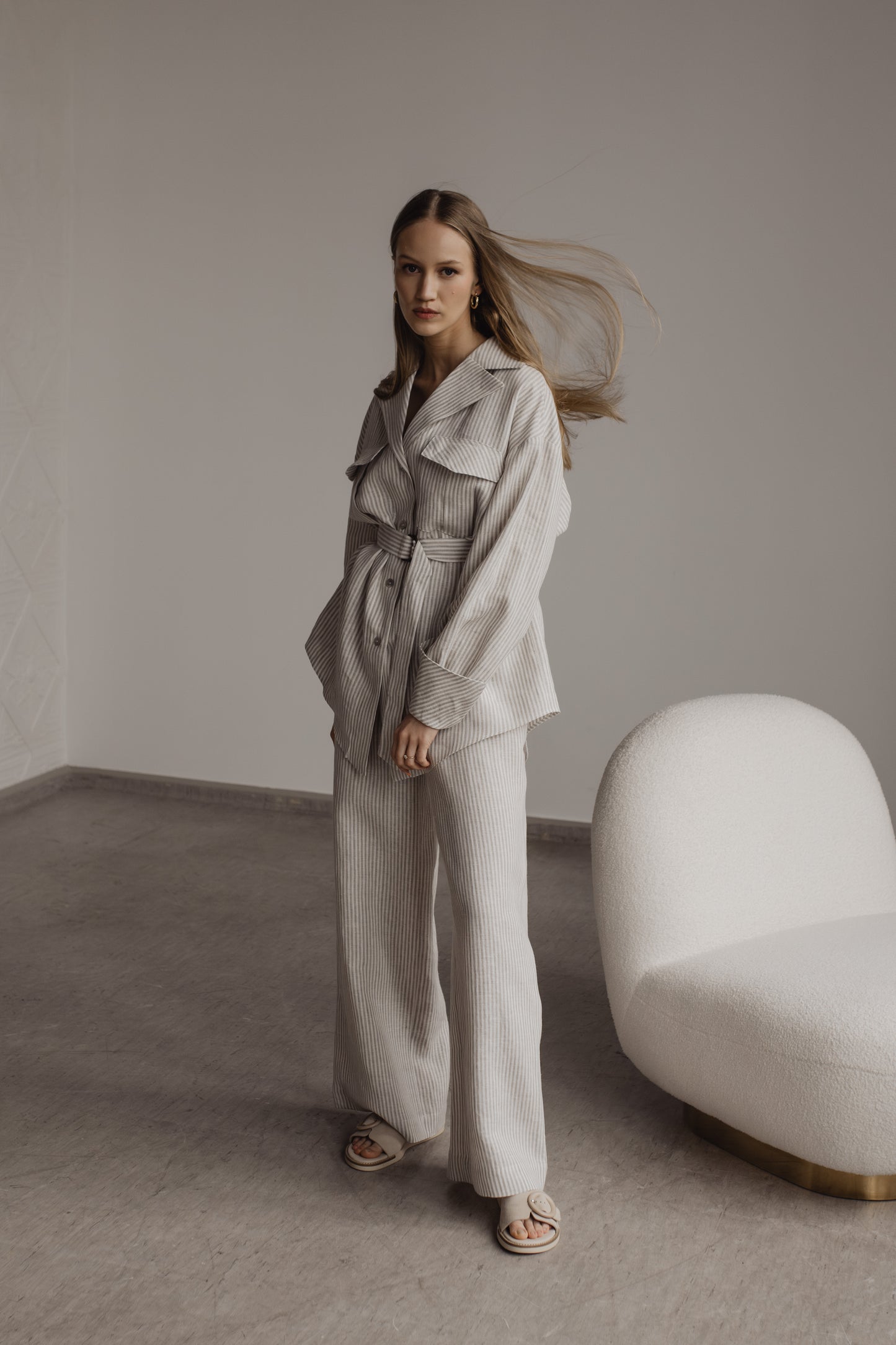 GABRIELLE PRINT LINEN SET - STRIPE