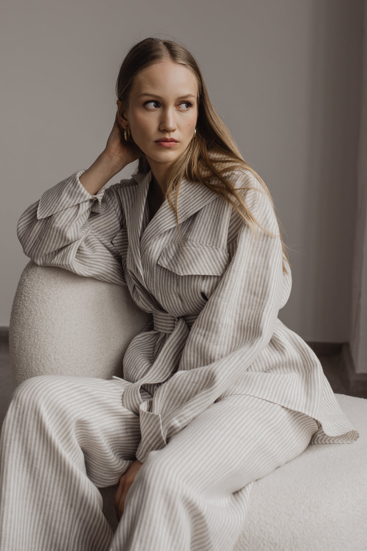 MIA WIDE LEG PRINT LINEN PANTS - STRIPE