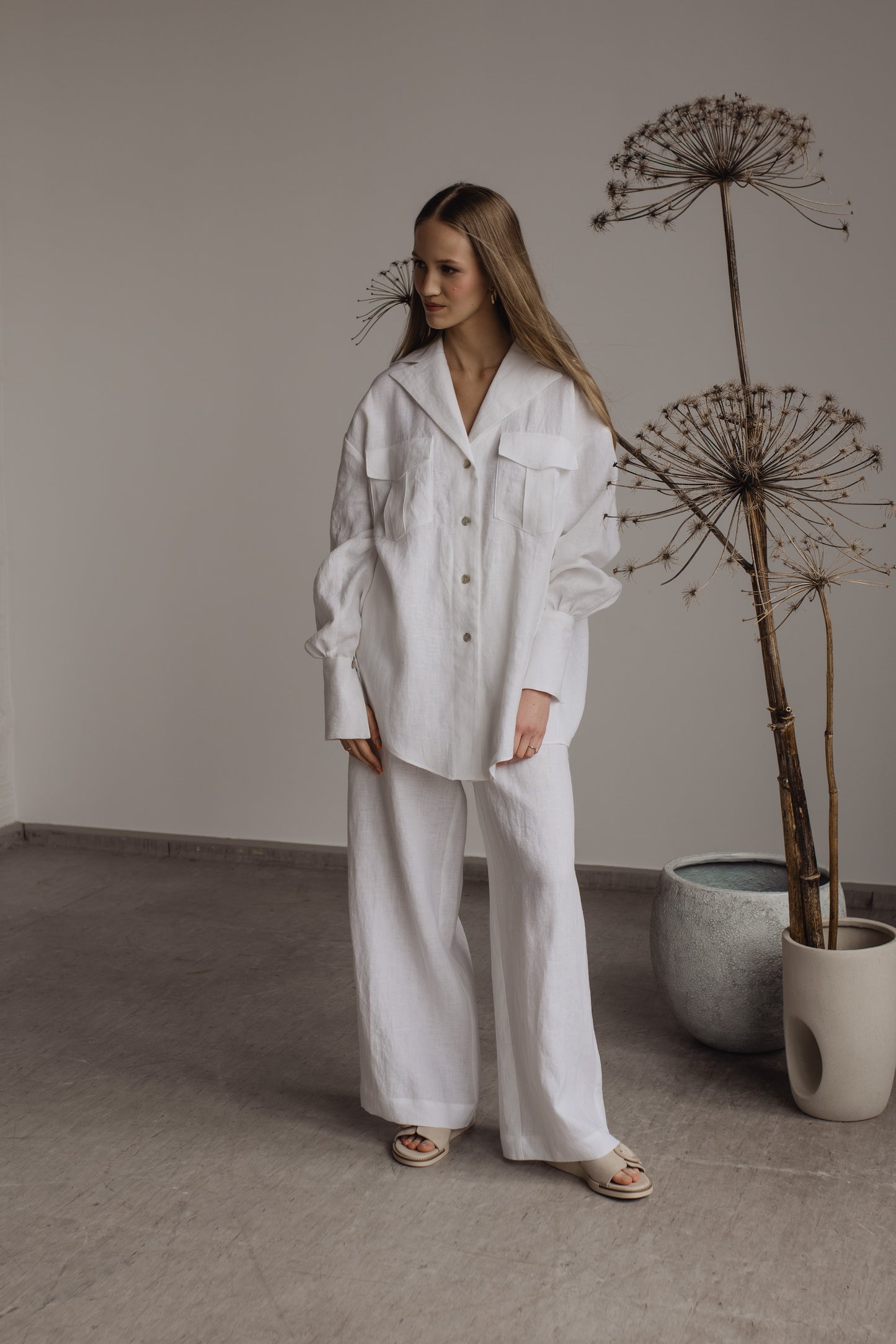 MIA WIDE LEG LINEN PANTS - IVORY