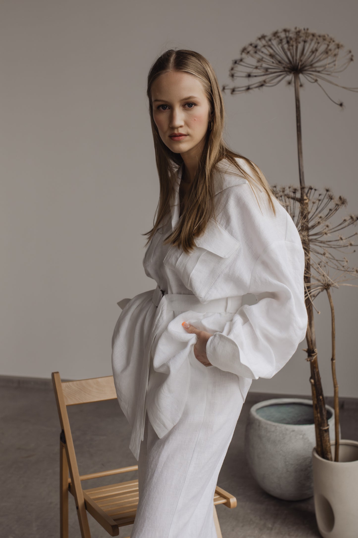 MIA WIDE LEG LINEN PANTS - IVORY