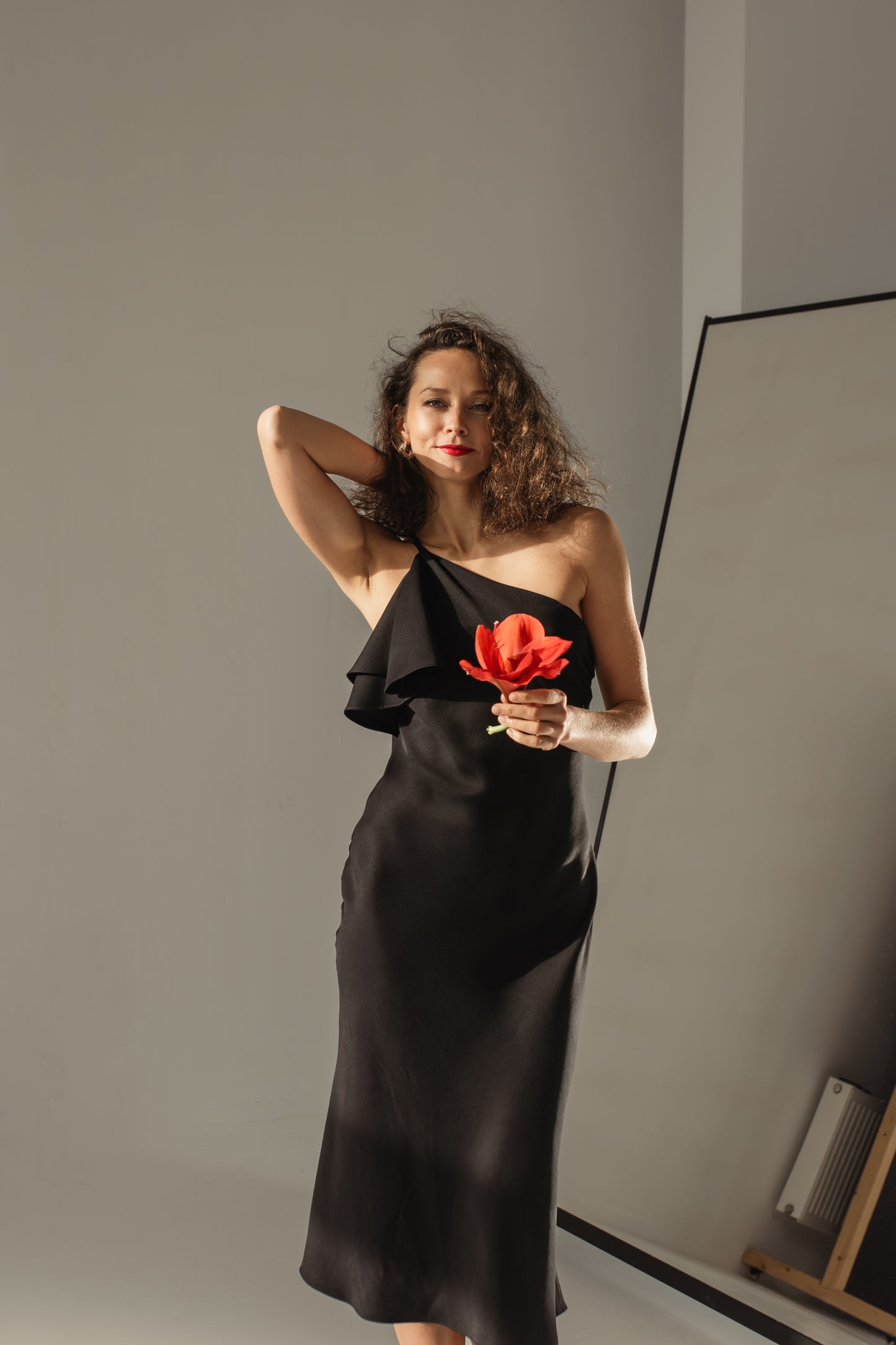 SAVANNAH BIAS CUT TENCEL™ MIDI DRESS - BLACK