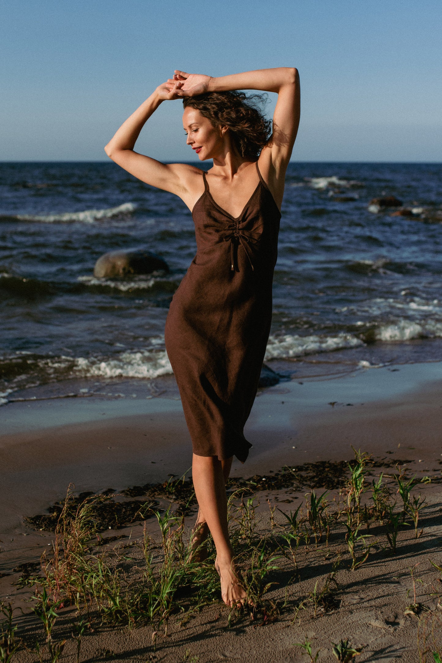 Angelina linen slip dress