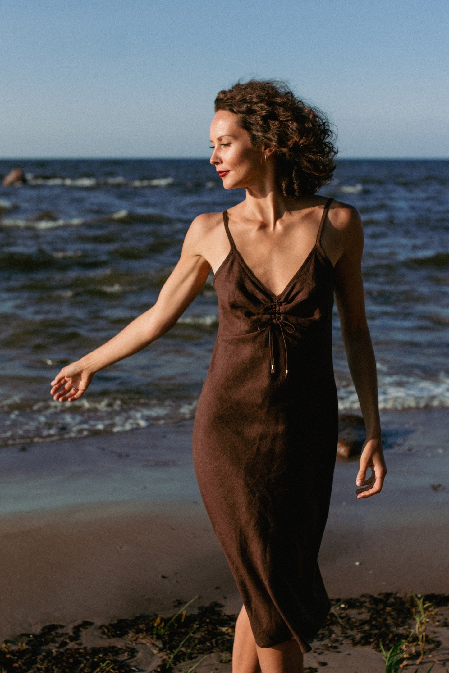 Angelina linen slip dress