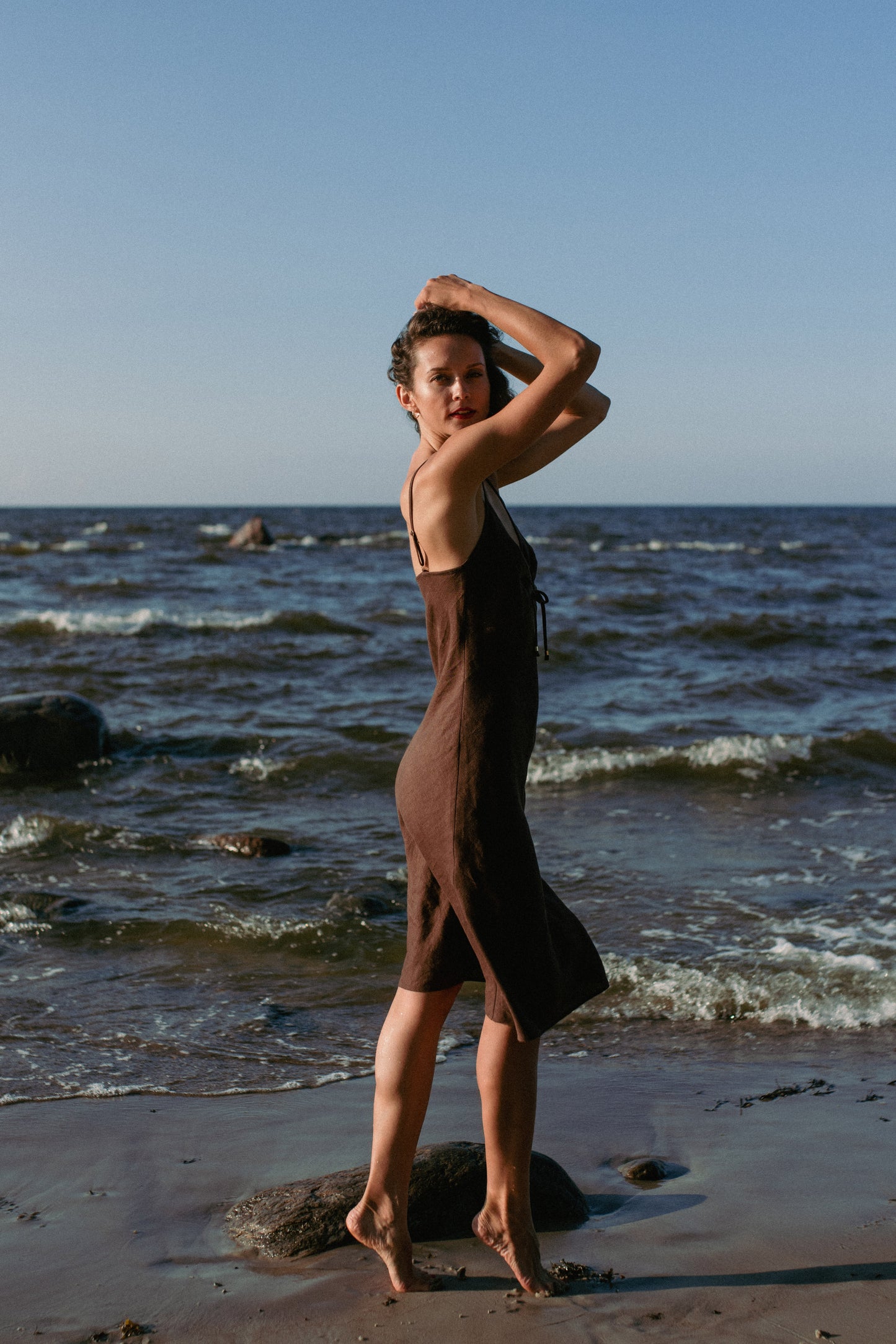 Angelina linen slip dress