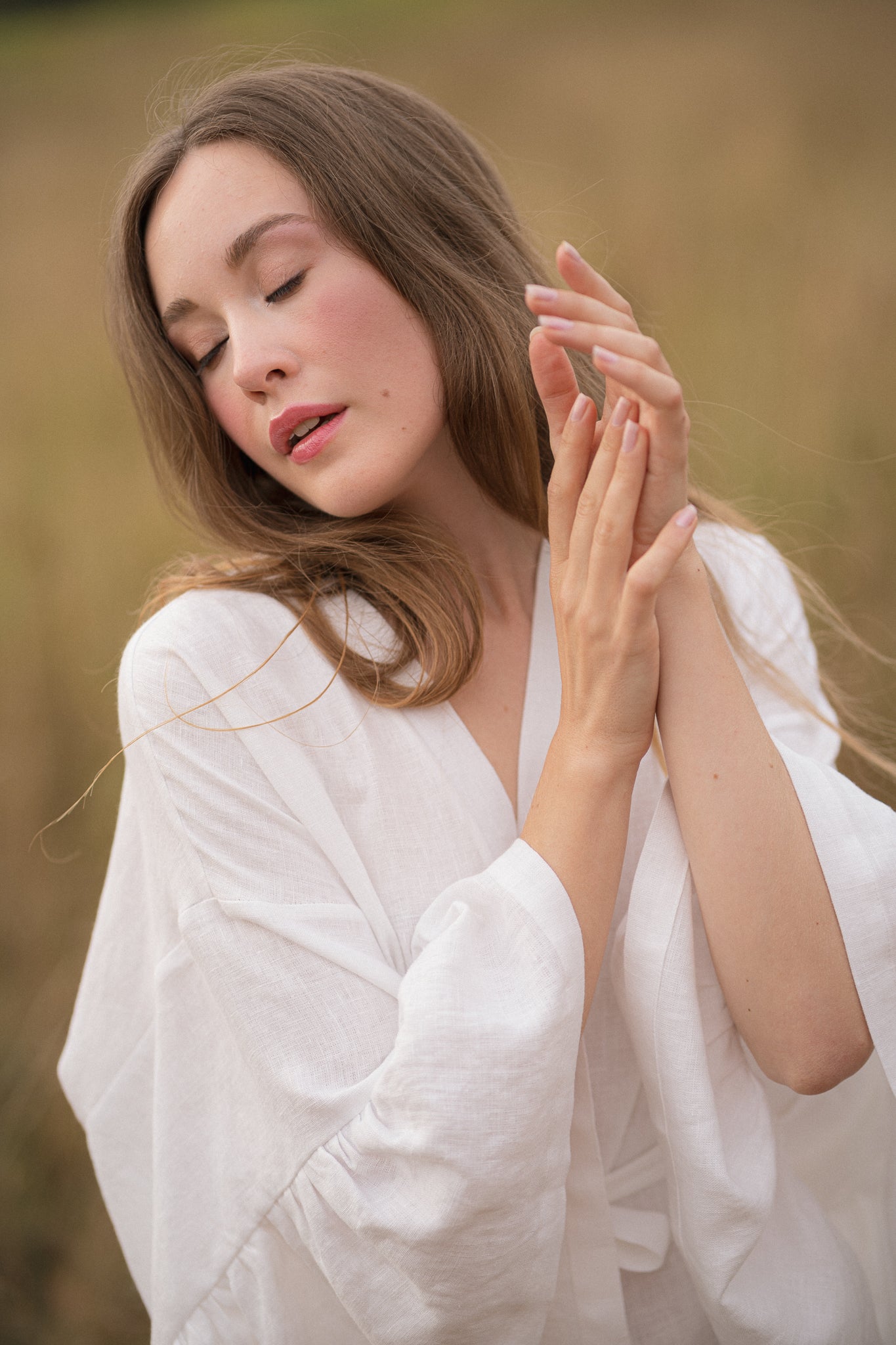 BELLE RUFFLE SLEEVE IVORY LINEN MINI ROBE