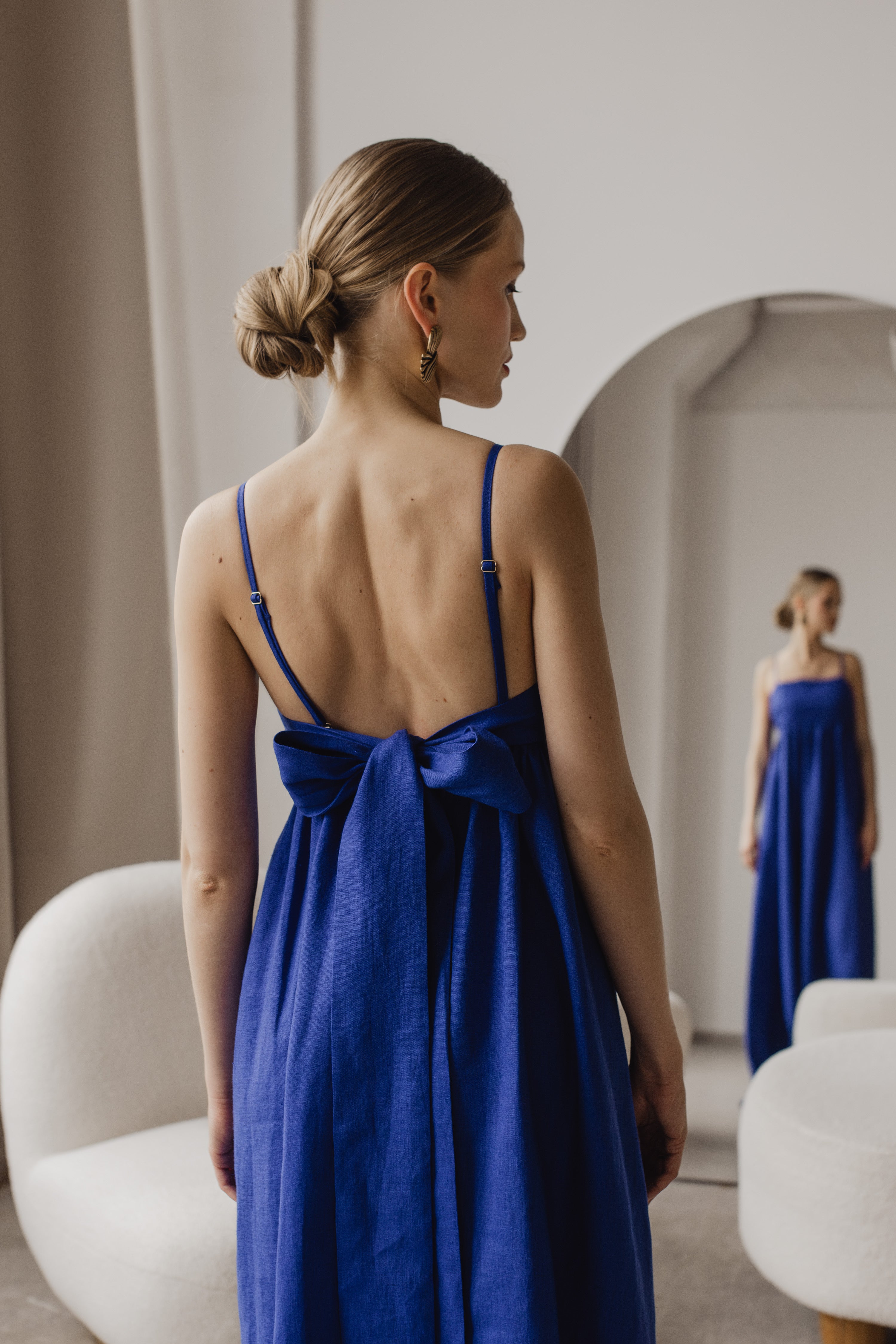 Cobalt blue linen dress hotsell