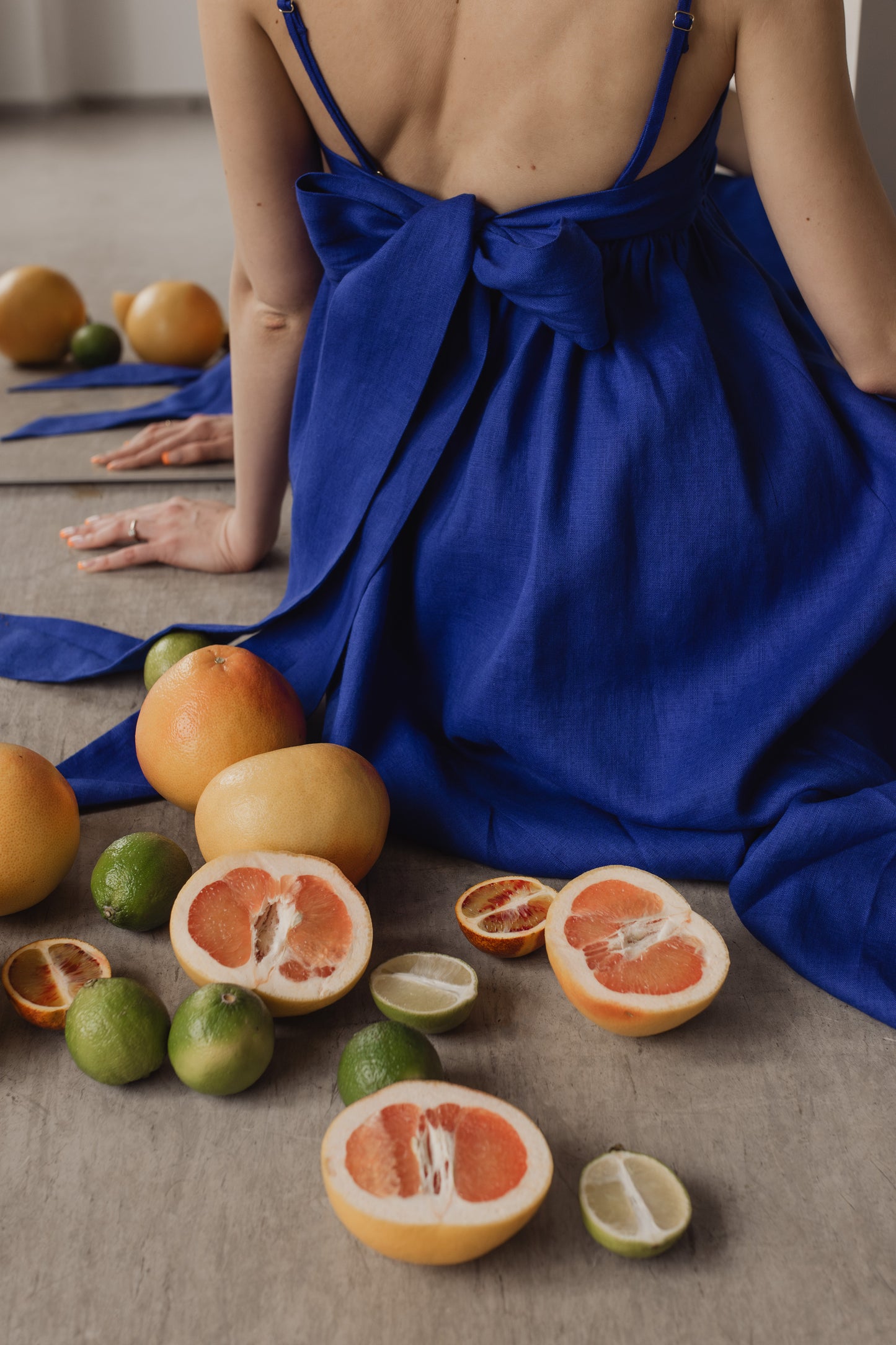 AUDREY LINEN MAXI DRESS - COBALT BLUE