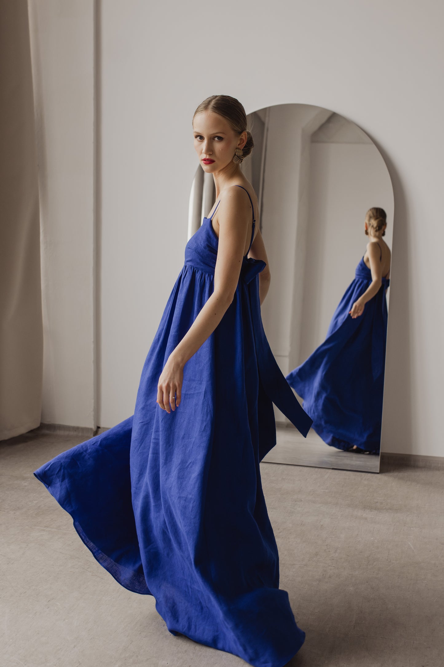 AUDREY LINEN MAXI DRESS - COBALT BLUE