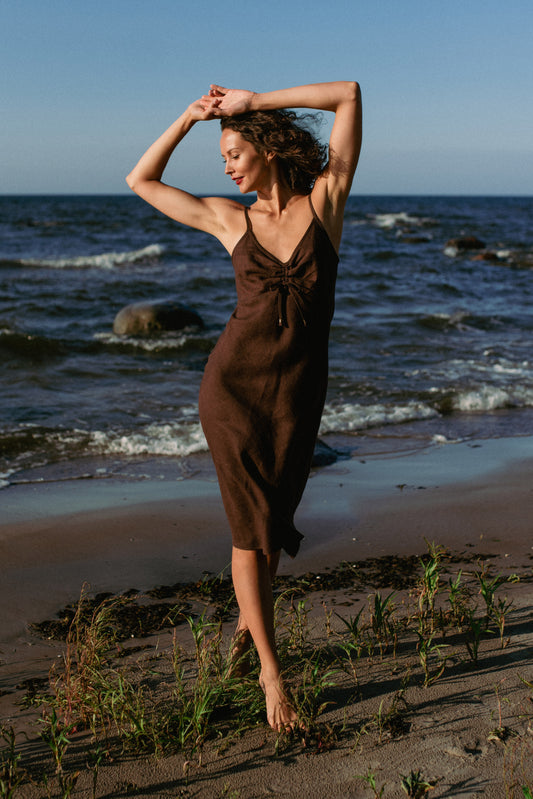 Angelina linen slip dress